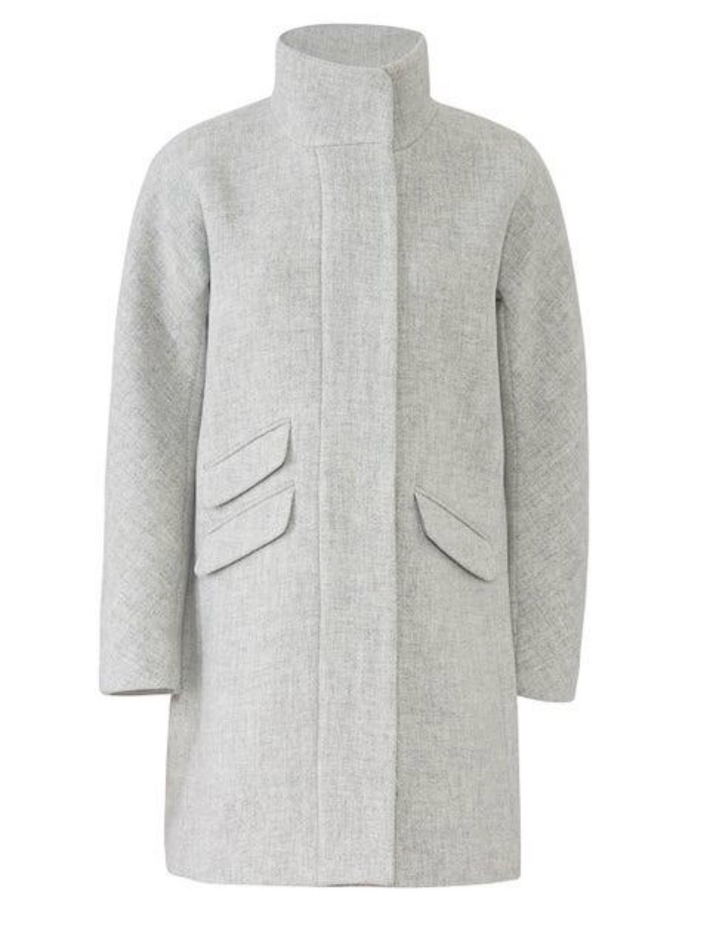 J. Crew Light Gray Stand-Collar Wool-Blend Pea Coat